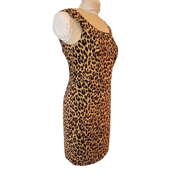 Leslie Stuart Leopard Print Dress Sz. 10 Lined Back Zip Career Party - Picture 3 of 10